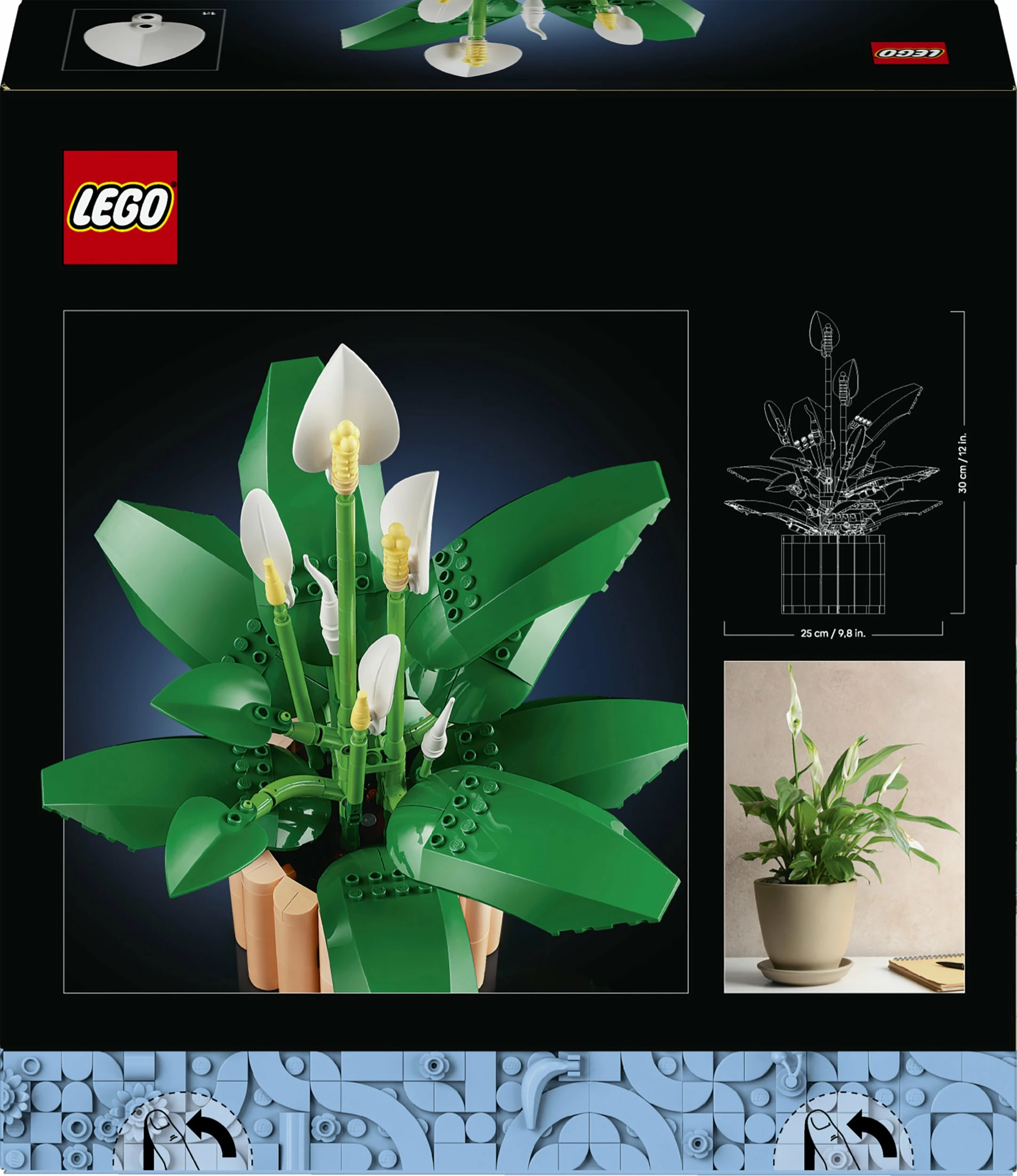 Set ndërtimi LEGO Botanicals Peace Lily 11504, 474 copë, 18+, vazo pjeshkë