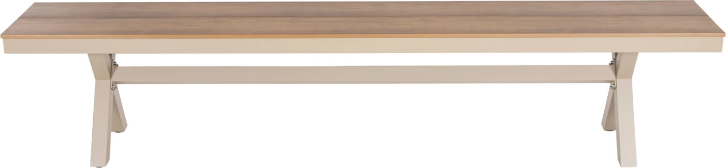 Stol alumini TAWNEE FH6040.04 ngjyrë shampanje - sipërfaqe polivudi ngjyrë druri natyral 220x36x44,5Hcm