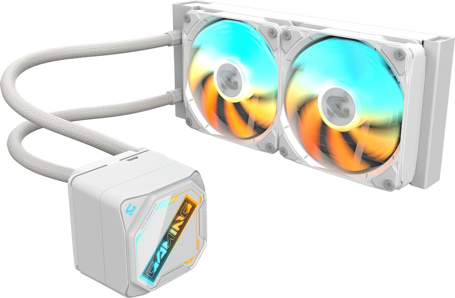Ftohës lëngshëm AiO Gigabyte Gaming 240 ICE, 240mm, 2x120mm RGB, i bardhë
