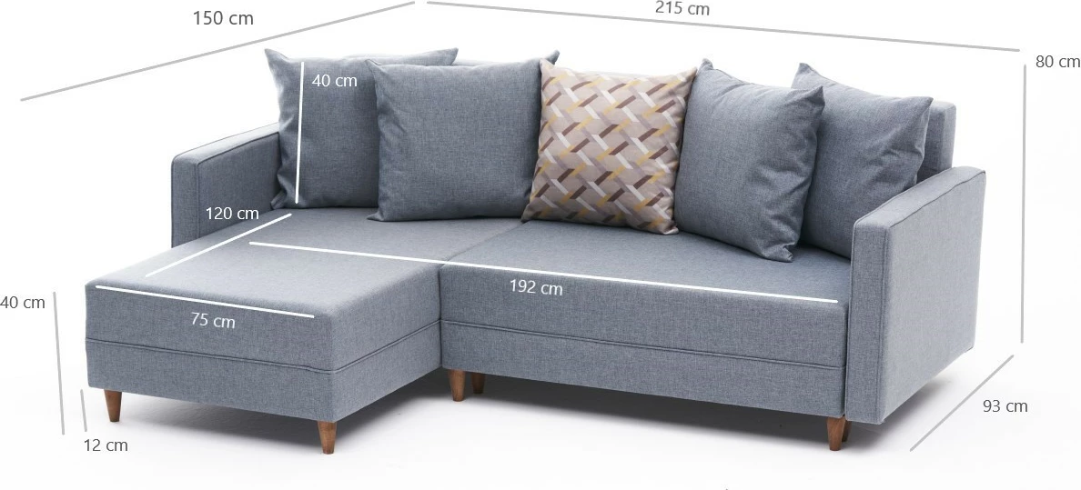 Kënd-sofë krevati Atelier del Sofa, Aydam, kënd majtas, ngjyrë kaltër