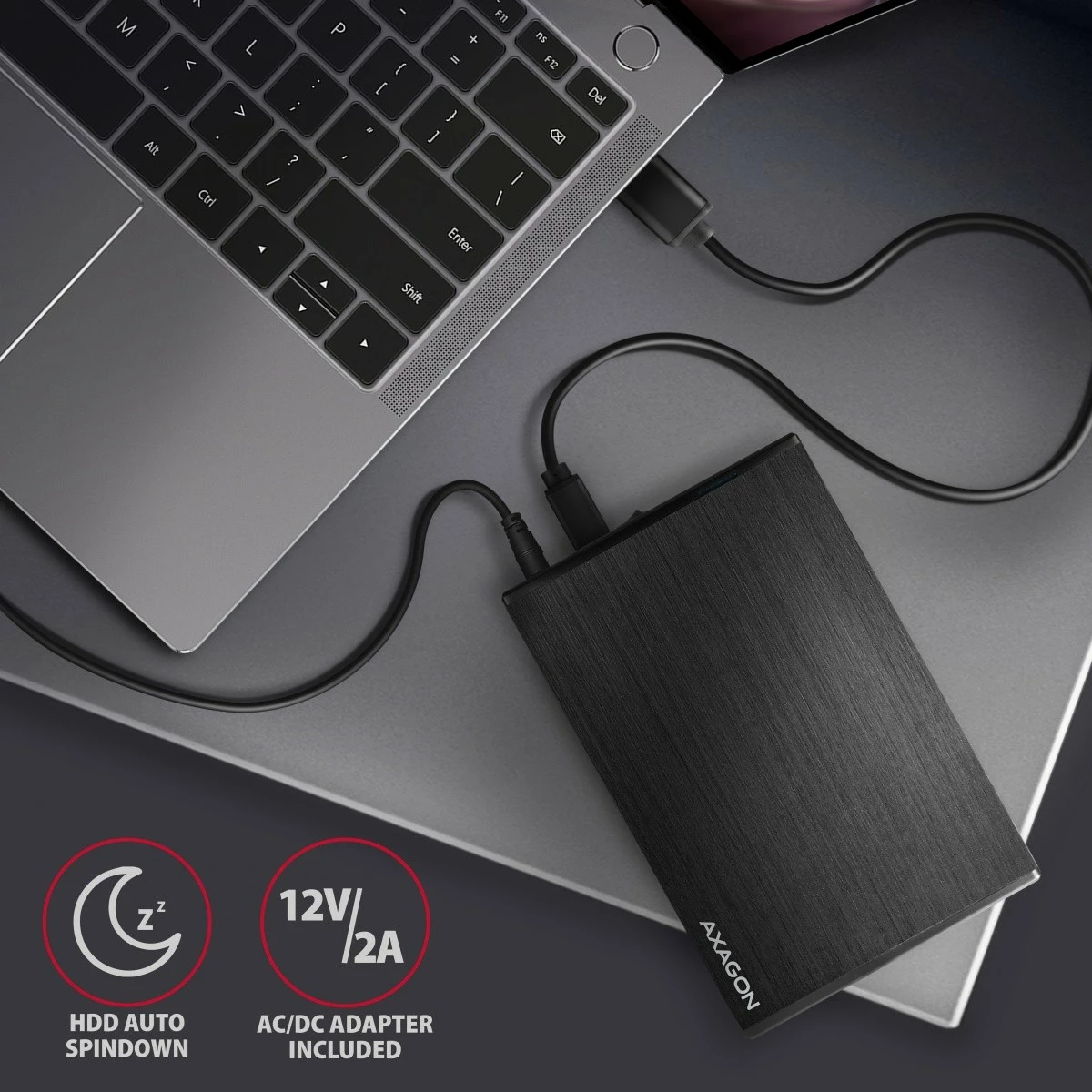 Kasë e jashtme AXAGON EE35-XA3 për hard disk 3.5", USB 3.2 Gen 1, Alumini, E zezë