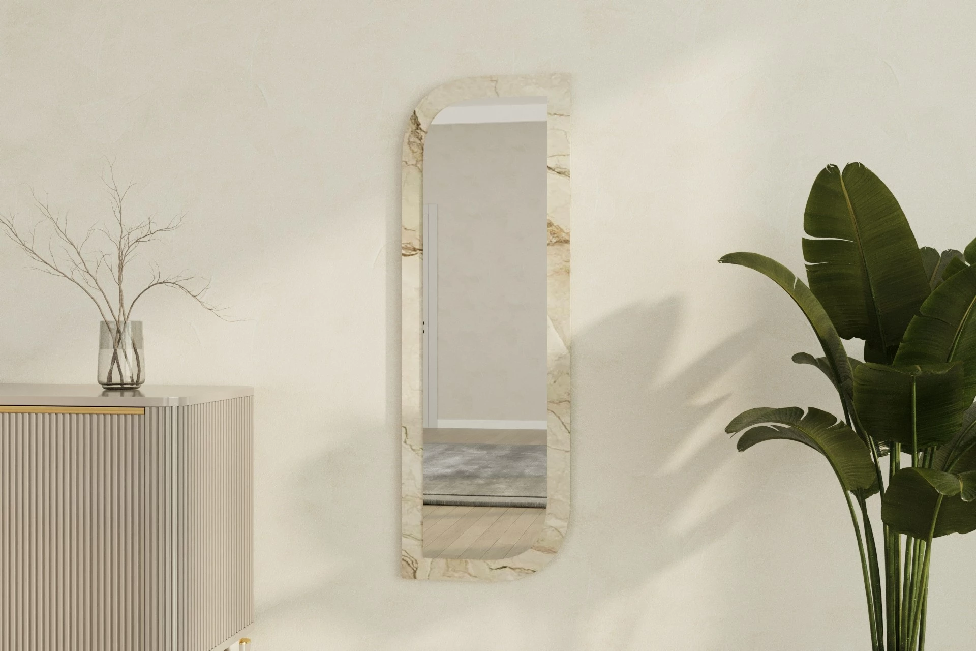 Pasqyrë Hanah Home, Arni, ngjyrë Ephesus dhe mermeri, 40x120cm
