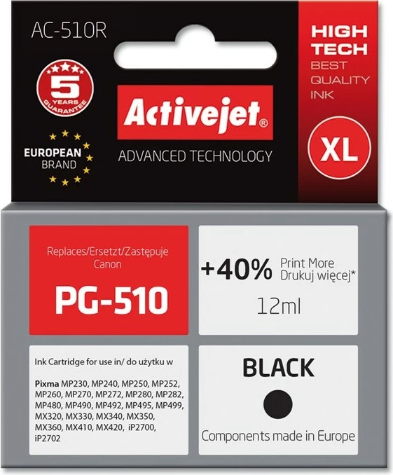 Ngjyrë zëvendësuese Activejet AC-510R për printer Canon, 12ml, e zezë