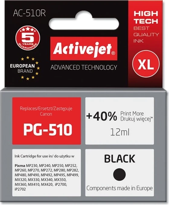 Ngjyrë zëvendësuese Activejet AC-510R për printer Canon, 12ml, e zezë
