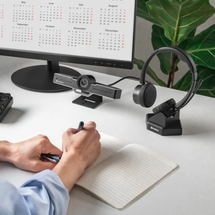 Kufje wireless Sandberg Wireless Office Headset Pro+ 126-18, Bluetooth 5.2, over-ear me mikrofon, stacion karikimi, të zeza, set 3 copë