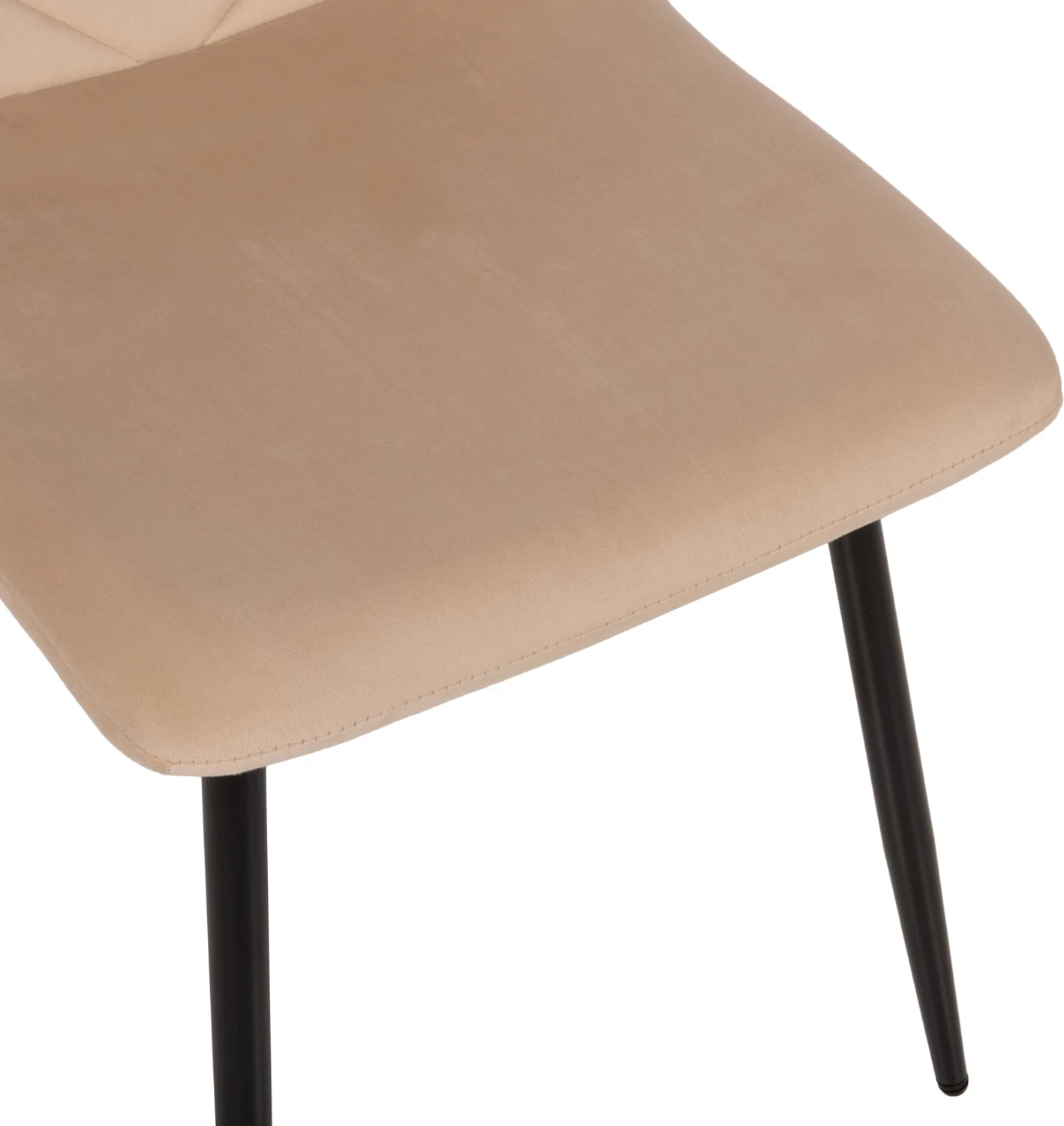 Karrige ngrënieje LATRELL FH8587.05, kadife ecru & këmbë metalike të zeza, 43x54x88H cm., set prej 4 copë