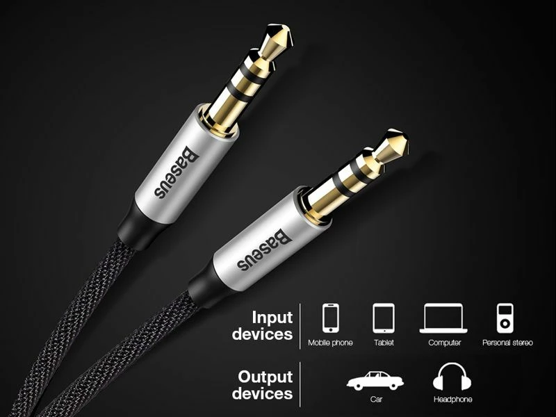 Kabllo AUX Baseus Yiven M30 CAM30-CS1 2x Jack 3.5mm 1.5m e zezë