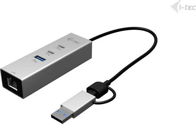 Hub USB I-TEC Metal HUB, 2x USB-C Gen1, 1x USB-A Gen1, LAN 2.5Gb, argjend