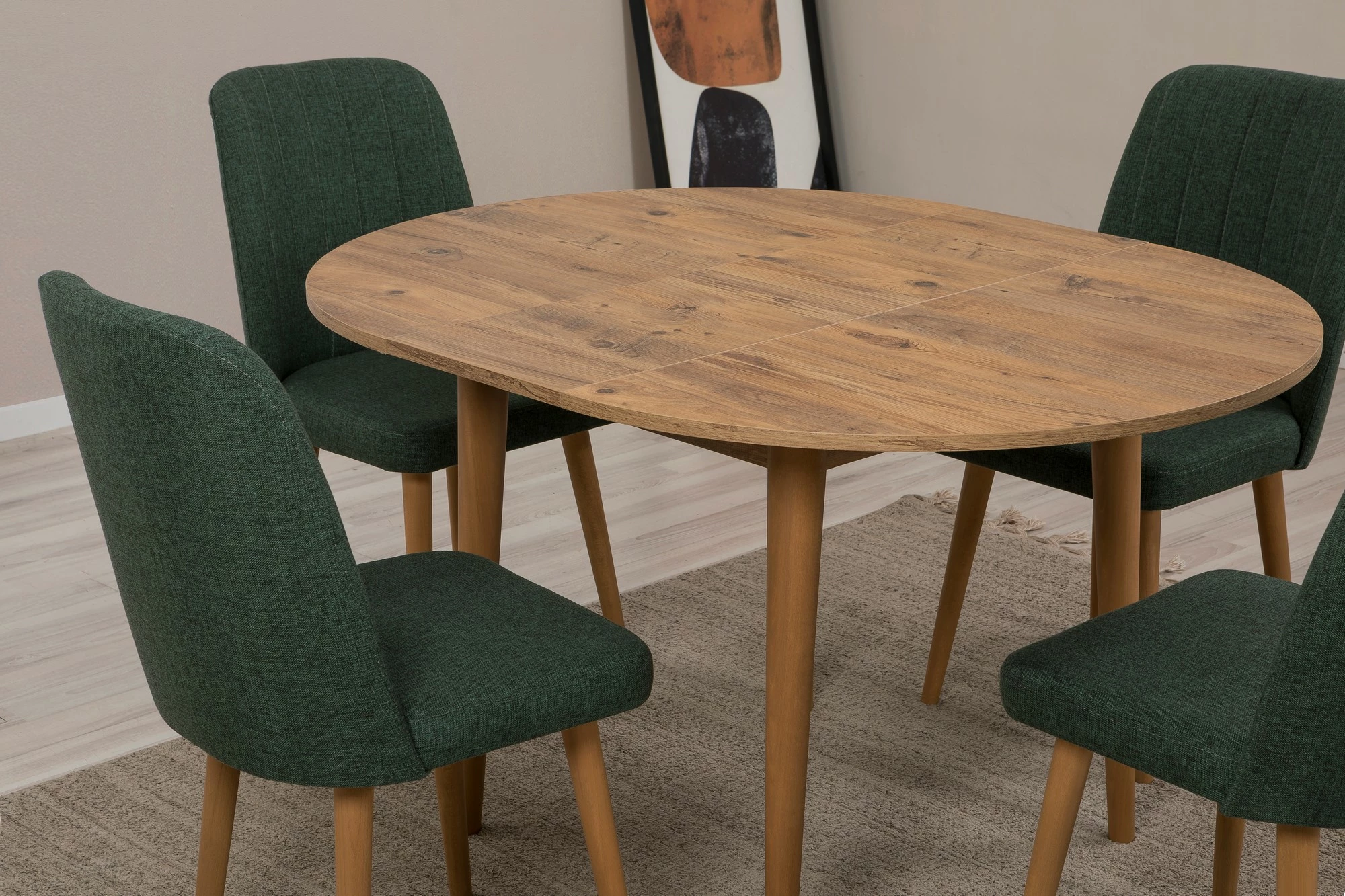 Set tavoline me karrige, zgjatshme, 5 pjesë, Skye Decor, Vina 1070, ngjyrë pishë Atlantiku, e gjelbër