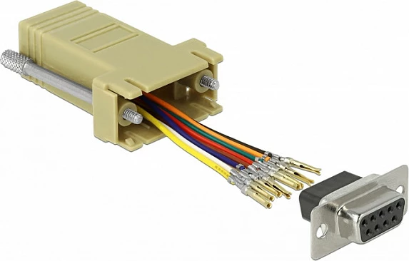 Adapter serial DeLOCK 66164, Sub-D 9-pin (DB9) në RJ-45, zi/gri