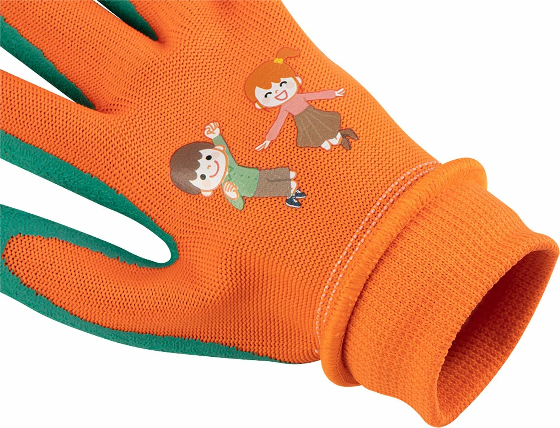 Dorëza pune për fëmijë Neo, madhësia 5, poliester me veshje lateksi (crincle), portokalli/jeshile