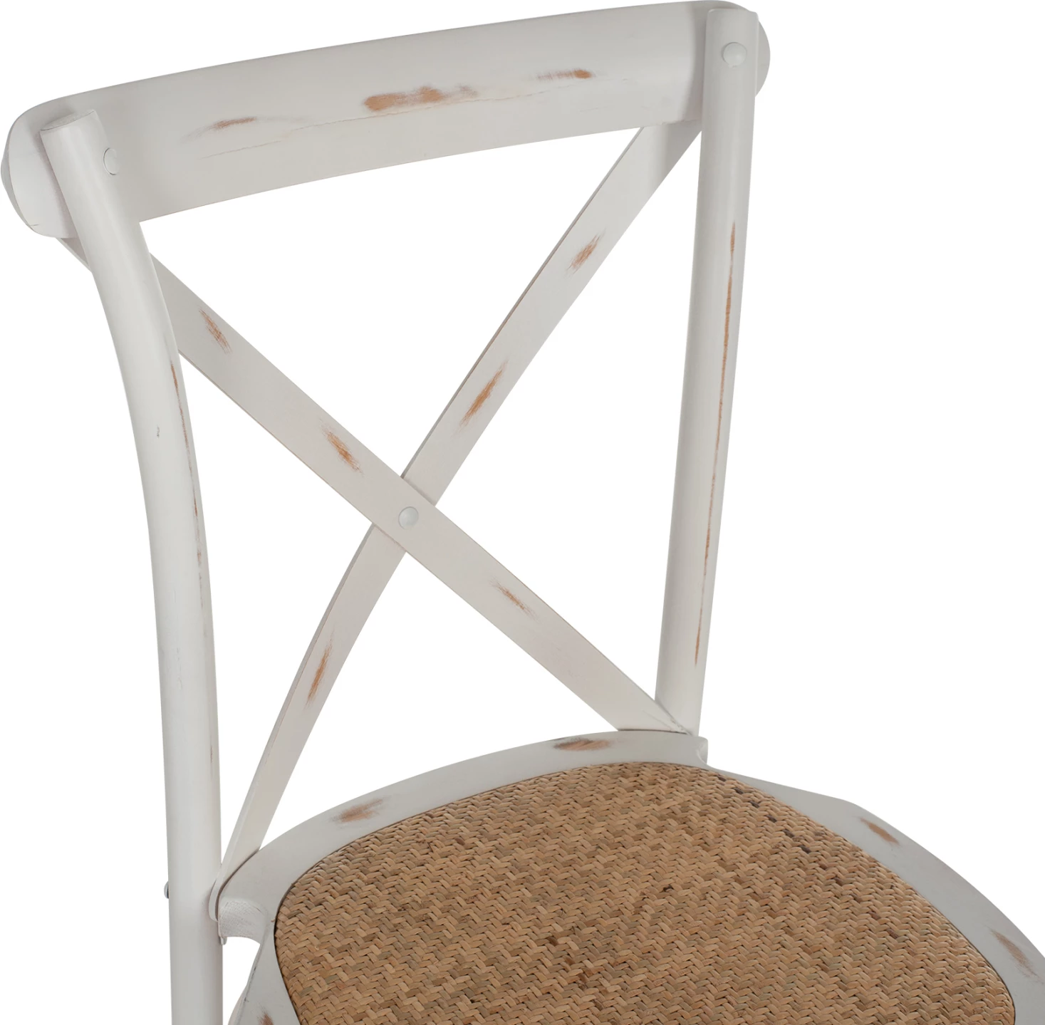 Karrige Owen e grumbullueshme prej druri ahu, ngjyrë e bardhë e larë, me shpinë të kryqëzuar, FH8575.04, 45x55.5x90 cm