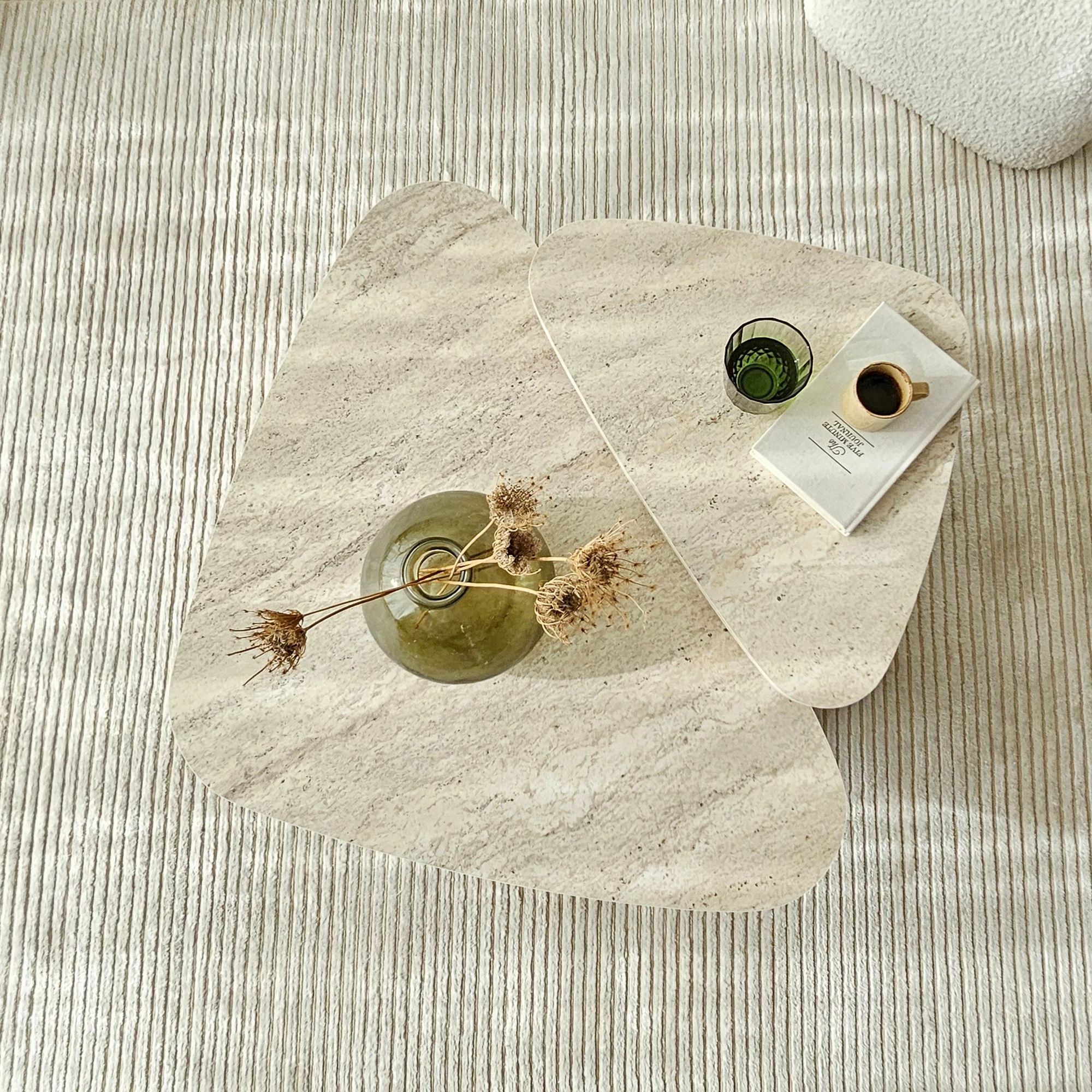 Set tavolinash kafeje Skye Decor, Ballare, ngjyrë travertine