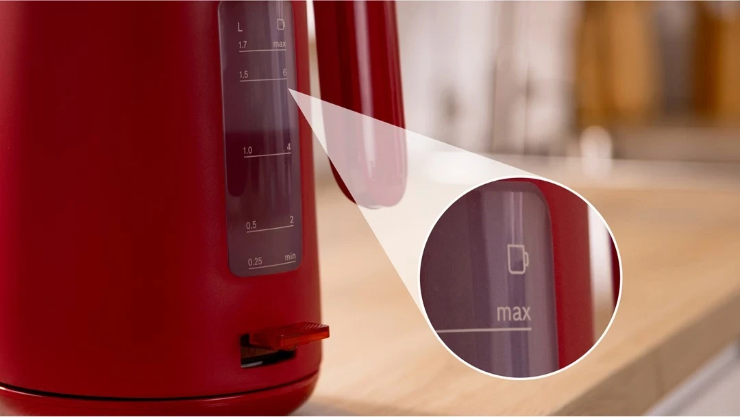 Çajnik elektrik Bosch TWK2M164, 1.7 L, 2400 W, i kuq