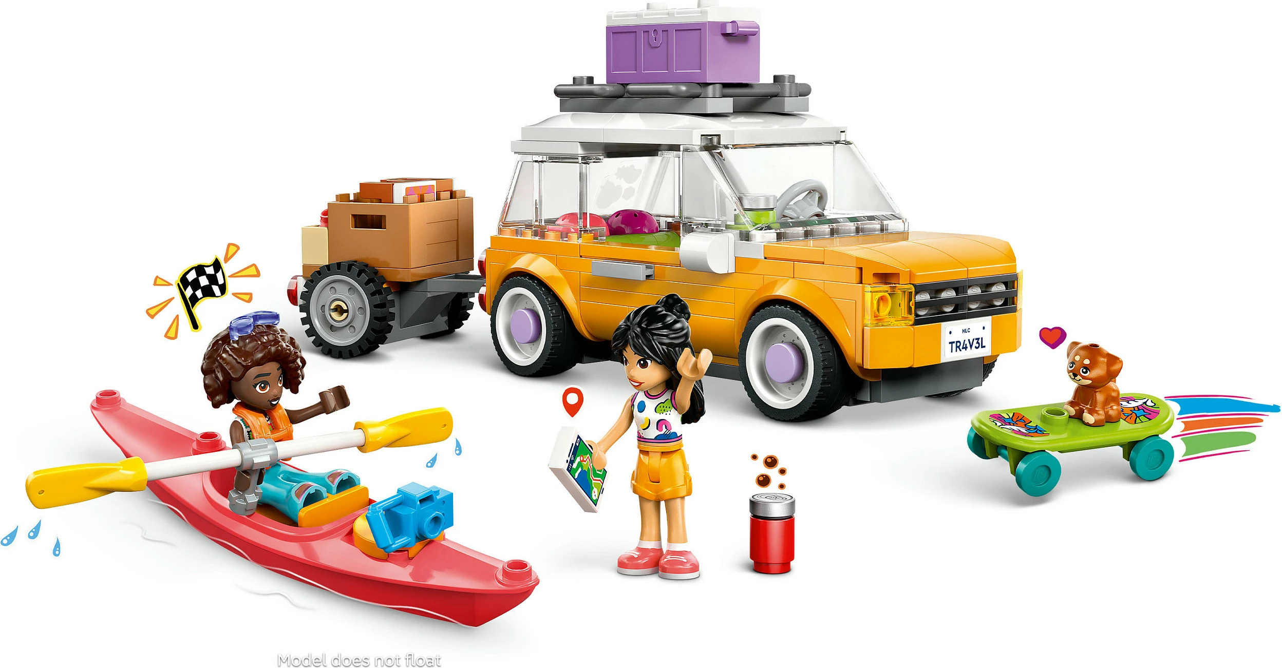 Set ndërtimi LEGO Friends 42659, veturë udhëtimi, 220 copë, e verdhë