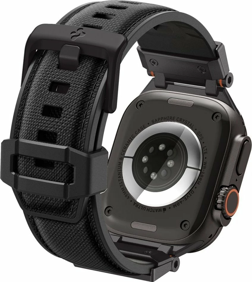 Kornizë mbrojtëse me rrip për Smartwatch Spigen DuraPro Armor, për Apple Watch 6/7/8/9/10/SE/Ultra 1/2 44/45/46/49 mm, e zezë