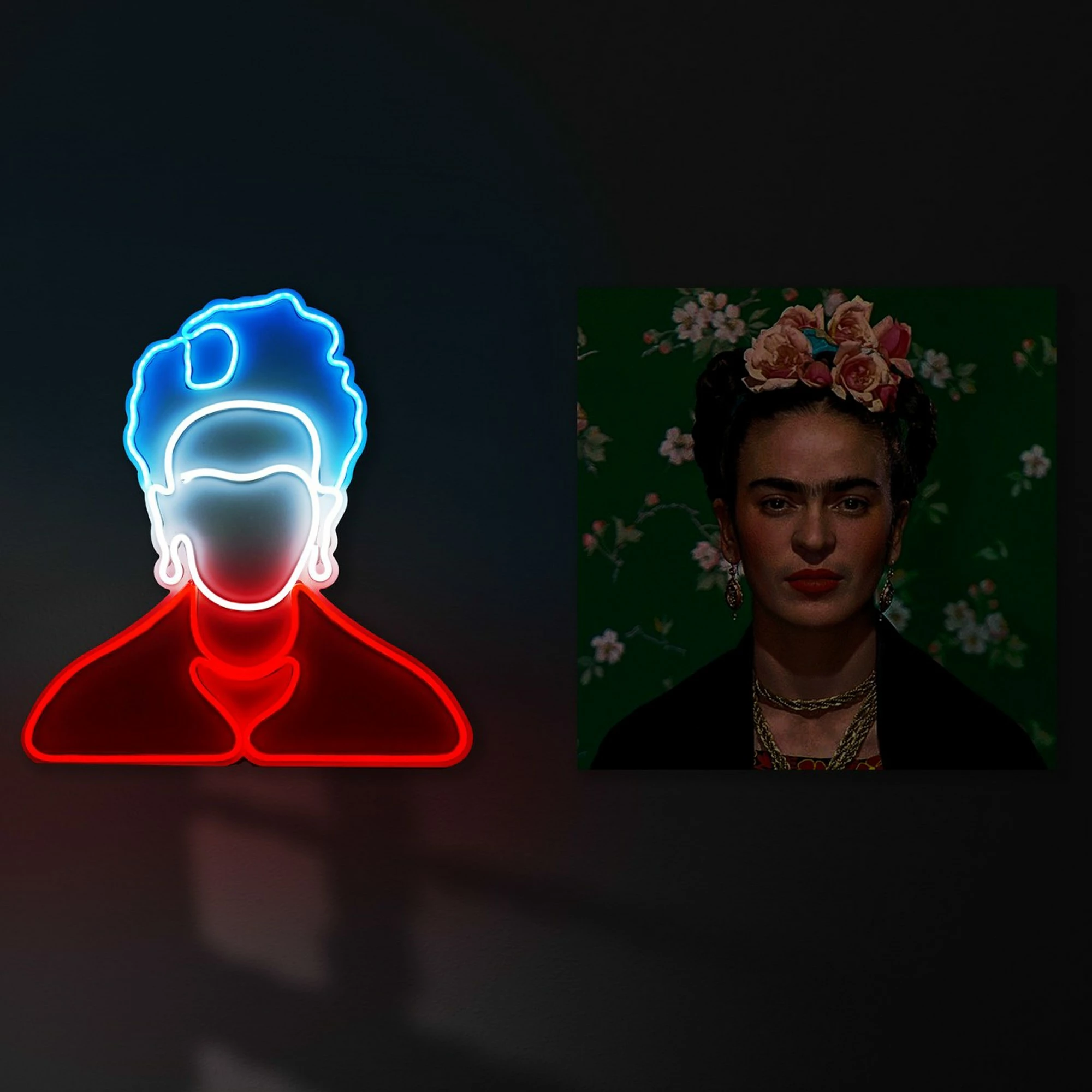Dritë dekorative LED plastike, Frida Kahlo, e bardhë, e kuqe, e kaltër