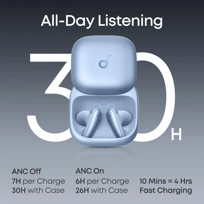 Kufje ANKER Soundcore Liberty Buds (D1200G31) wireless Bluetooth, ANC adaptive 3.0, Hi-Res LDAC, IP55, blu, set me kuti karikimi