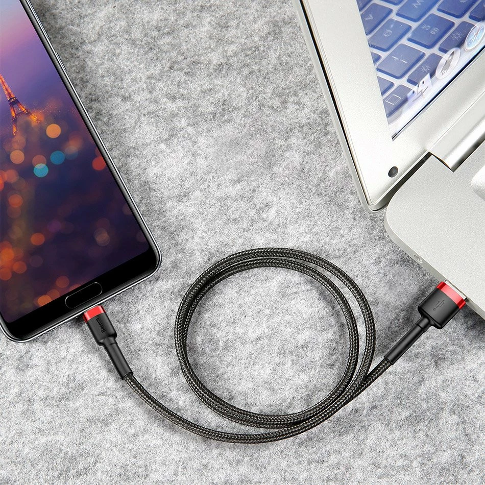 Kabllo Baseus Cafule, USB në USB-C, 3 metra, i kuq