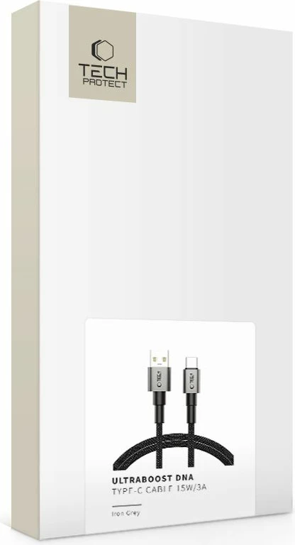 Kabllo USB-A në USB-C Tech-Protect UltraBoost DNA 100cm, Gri