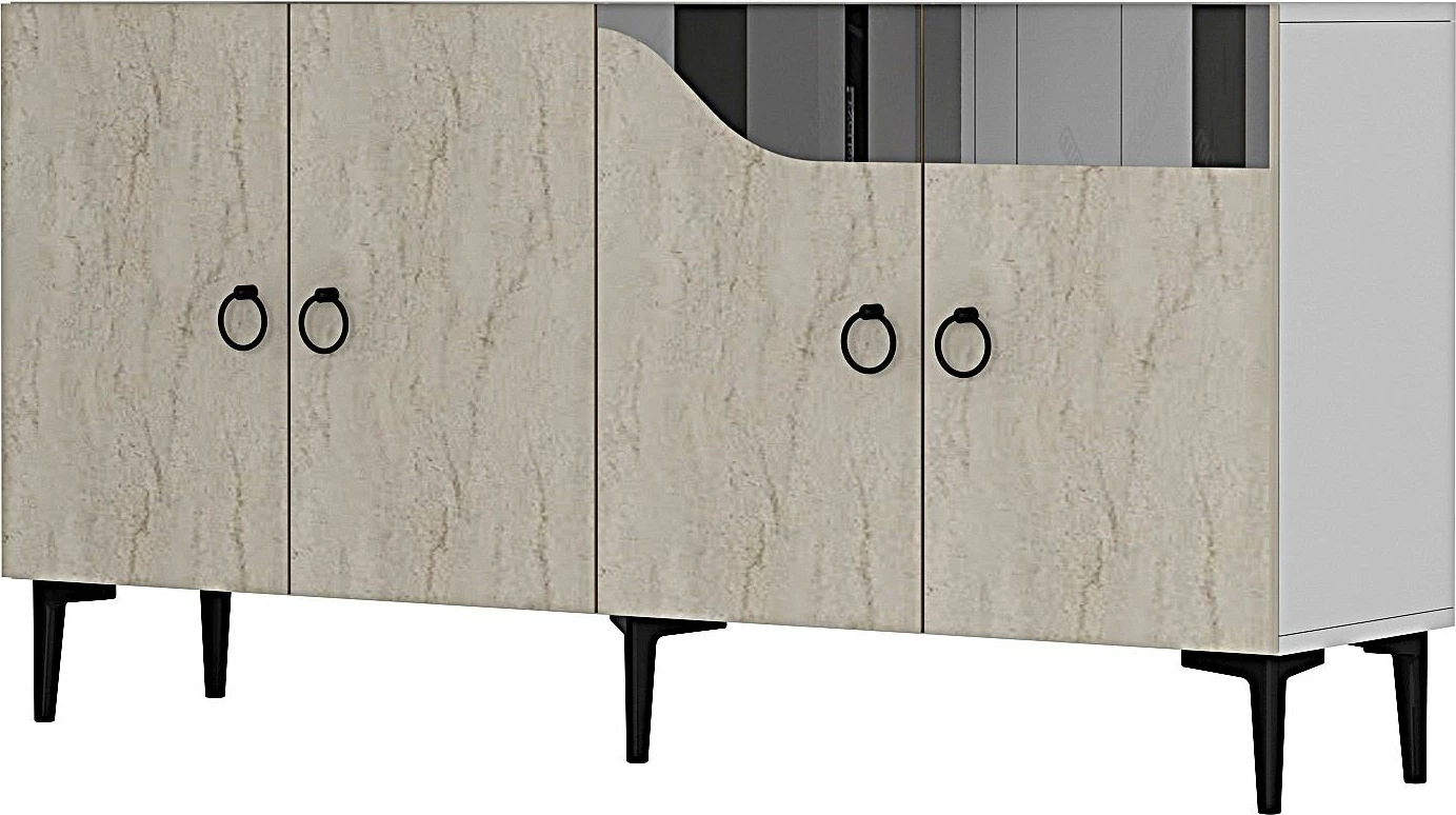 Konsol Skye Decor, Gama 150, e bardhë, travertin, argjend
