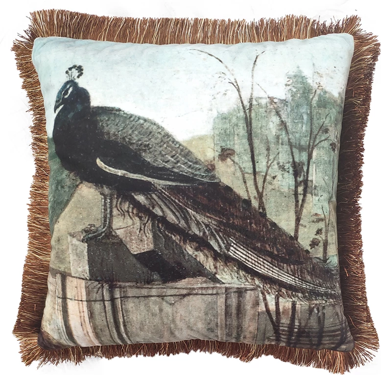 Jastëk dekorativ Pavone, shumëngjyrësh, kadife, 45x45cm