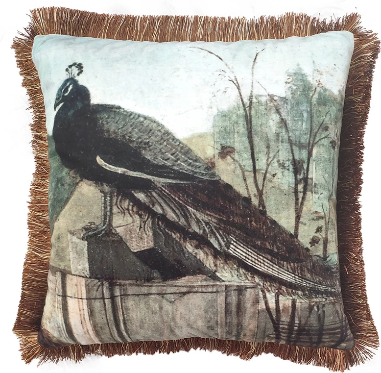 Jastëk dekorativ Pavone, shumëngjyrësh, kadife, 45x45cm