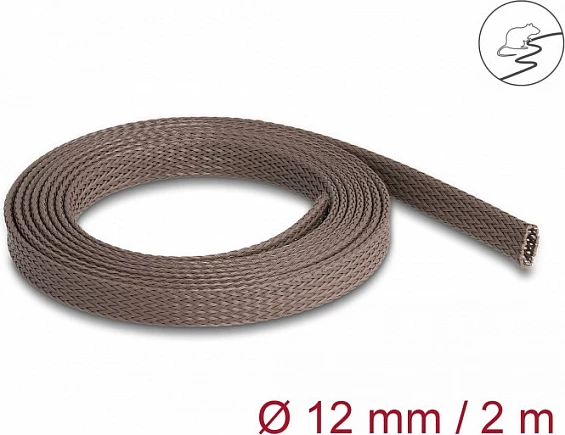 Mbështjellës i thurur për kabllo DeLOCK, 2 m, Ø12 mm, rezistent ndaj brejtësve, kafe