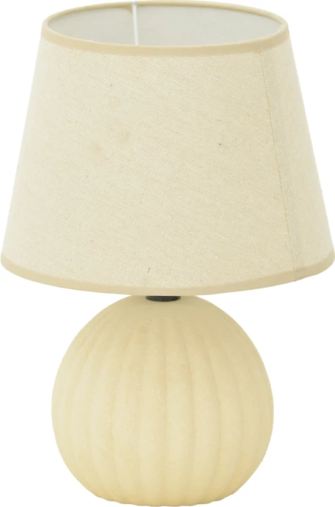 Llambë tavoline Melanie, qeramikë dhe pëlhurë, ngjyrë bezhë, D22x30cm