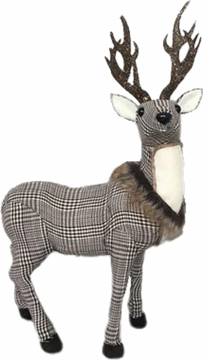 Dekor për Krishtlindje, drer, material shkumë dhe tekstil, shumëngjyrësh, 29x9x44cm