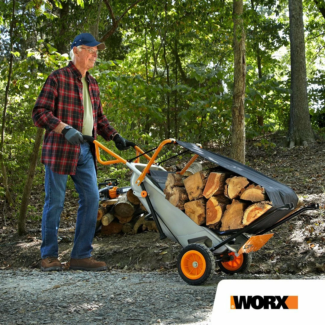 Karrocë dore Worx WG050 110 L 140 kg dy rrota, argjendtë