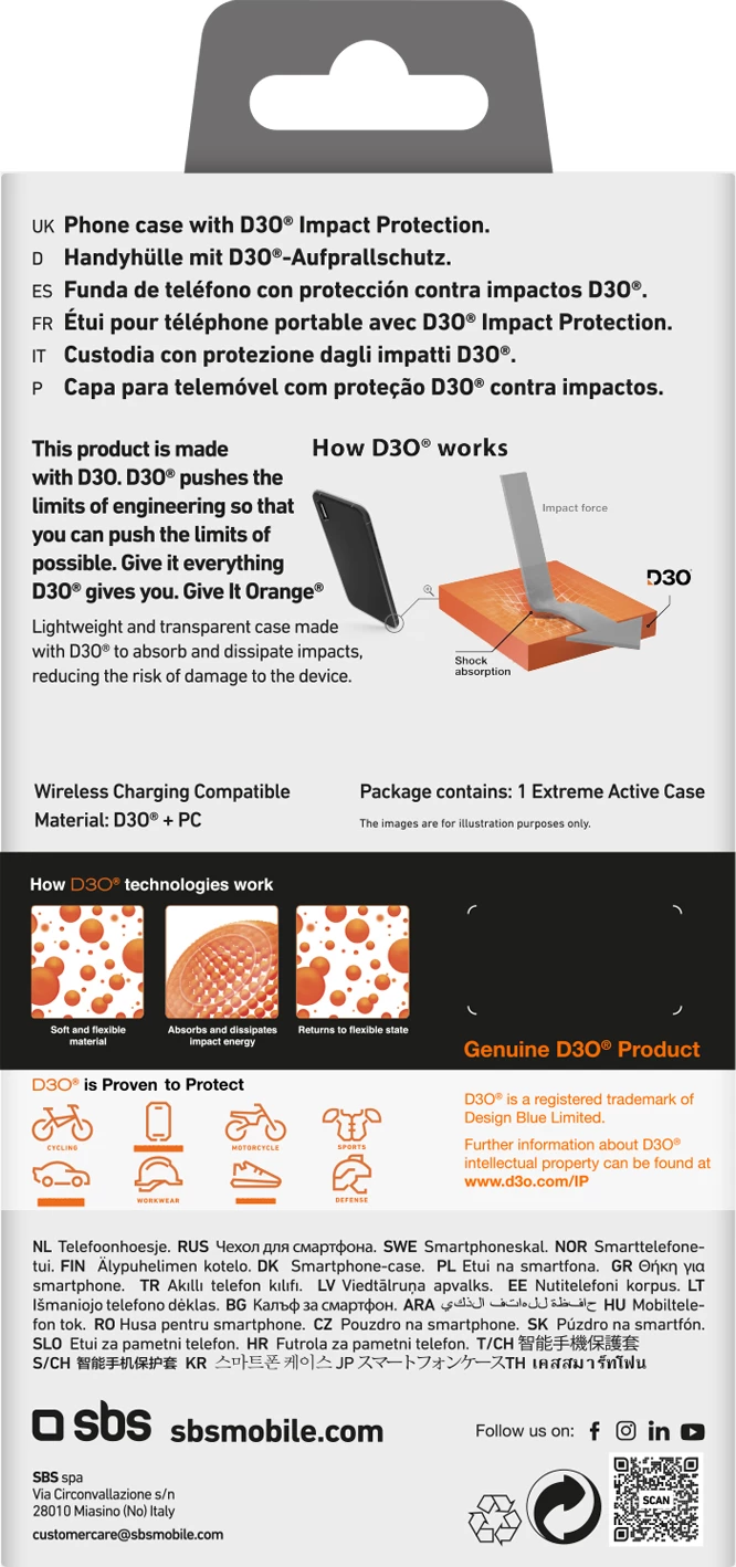 Mbështjellës SBS Extreme Active D3O për iPhone 16 Pro Max, Transparent