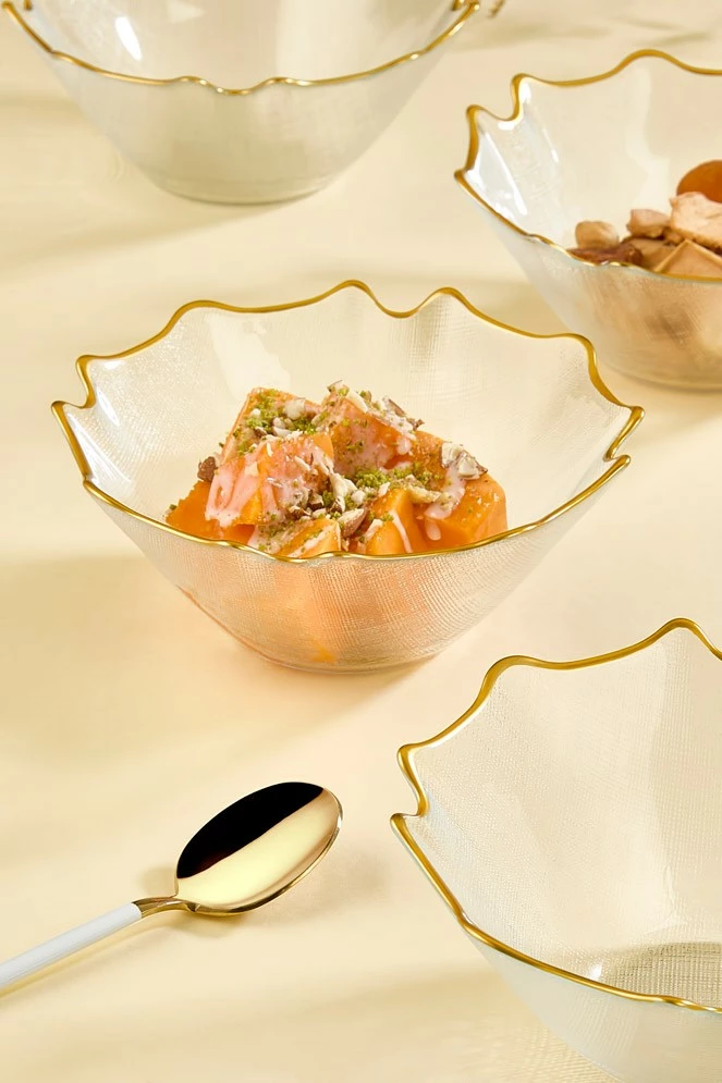 Set tasash qelqi, 6 copë, Hermia Bloom, transparent, buzë ari