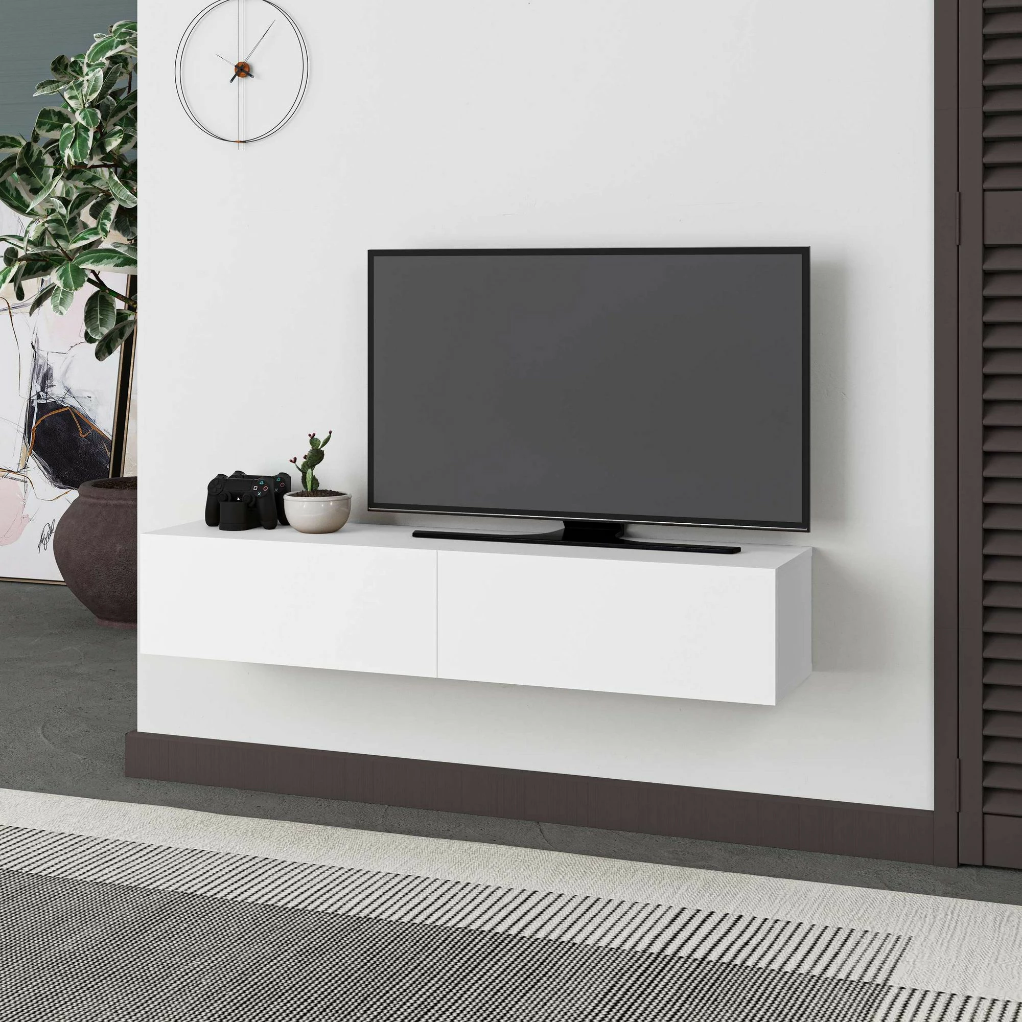 Komodë TV Skye Decor Francy 135, e bardhë