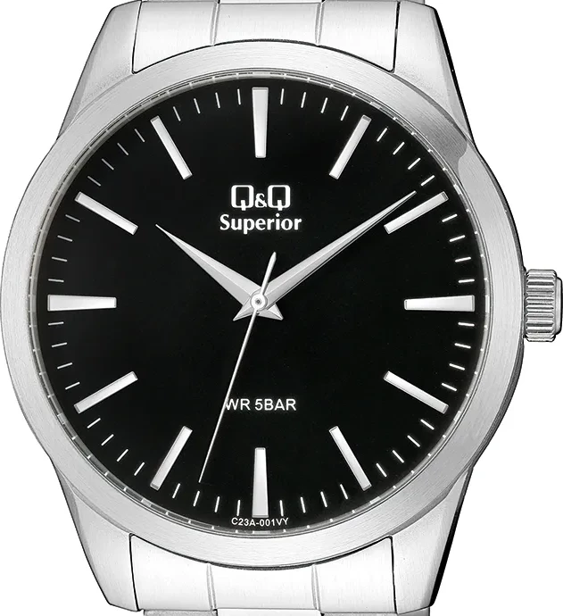 Orë dore Q&Q C23A-001VY, e argjendtë/zezë