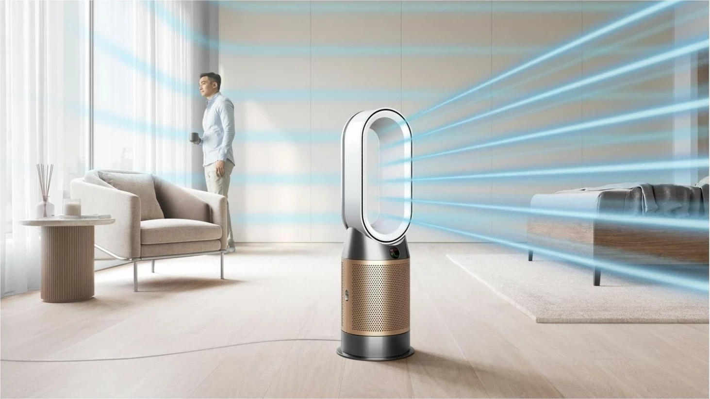 Purifikator ajri, ngrohës dhe ventilator Dyson Purifier Hot+Cool HP2 De-NOx, HEPA H13, gold