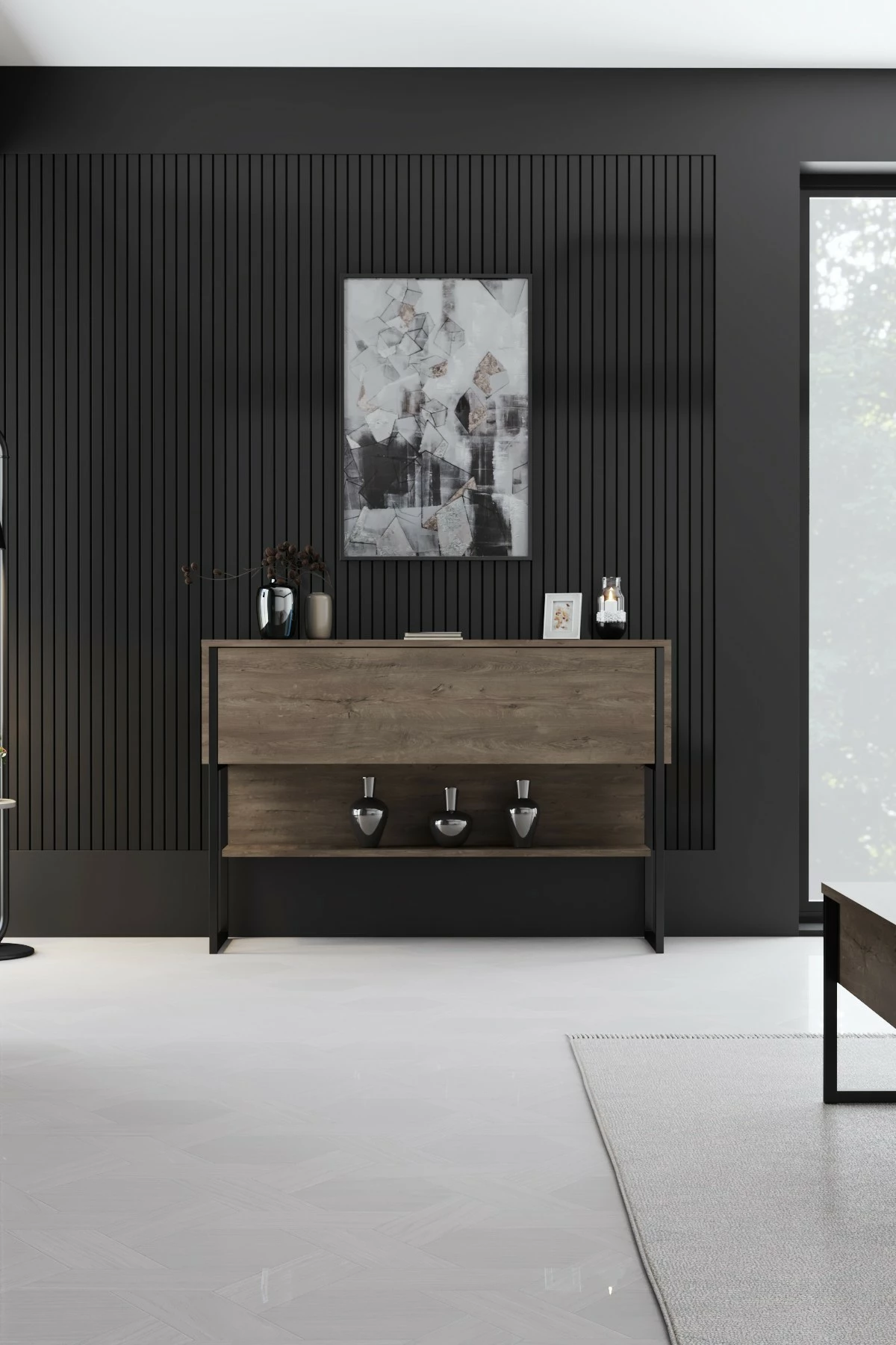 Komodë Hanah Home, Luxe, e zezë dhe arre