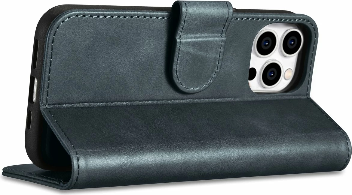 Mbështjellës iCarer Oil Wax Wallet Case 2in1 për iPhone 14 Pro, lëkurë, Anti-RFID, Blu