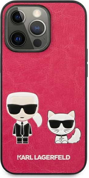 Mbështjellës Karl Lagerfeld KLHCP13LPCUSKCP për iPhone 13/13 Pro 6.1", Ikonik Karl & Choupette, fuksia