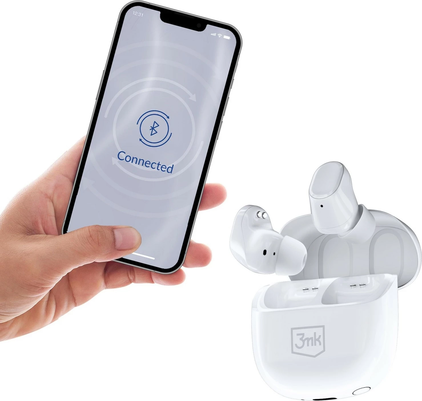Kufje wireless 3MK BlitzBuds, Bluetooth 6.0, IPX5, të bardha
