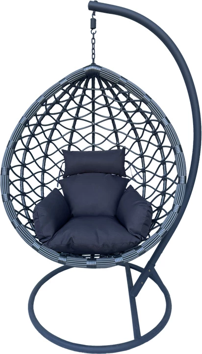 Karrige lëkundëse me bazë metalike gri dhe rattan PE gri 120x108x195cm