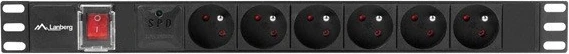 Shirit fuqie Lanberg PDU Rack 19" (1U, 16A, 6X 230V PL, 2m)