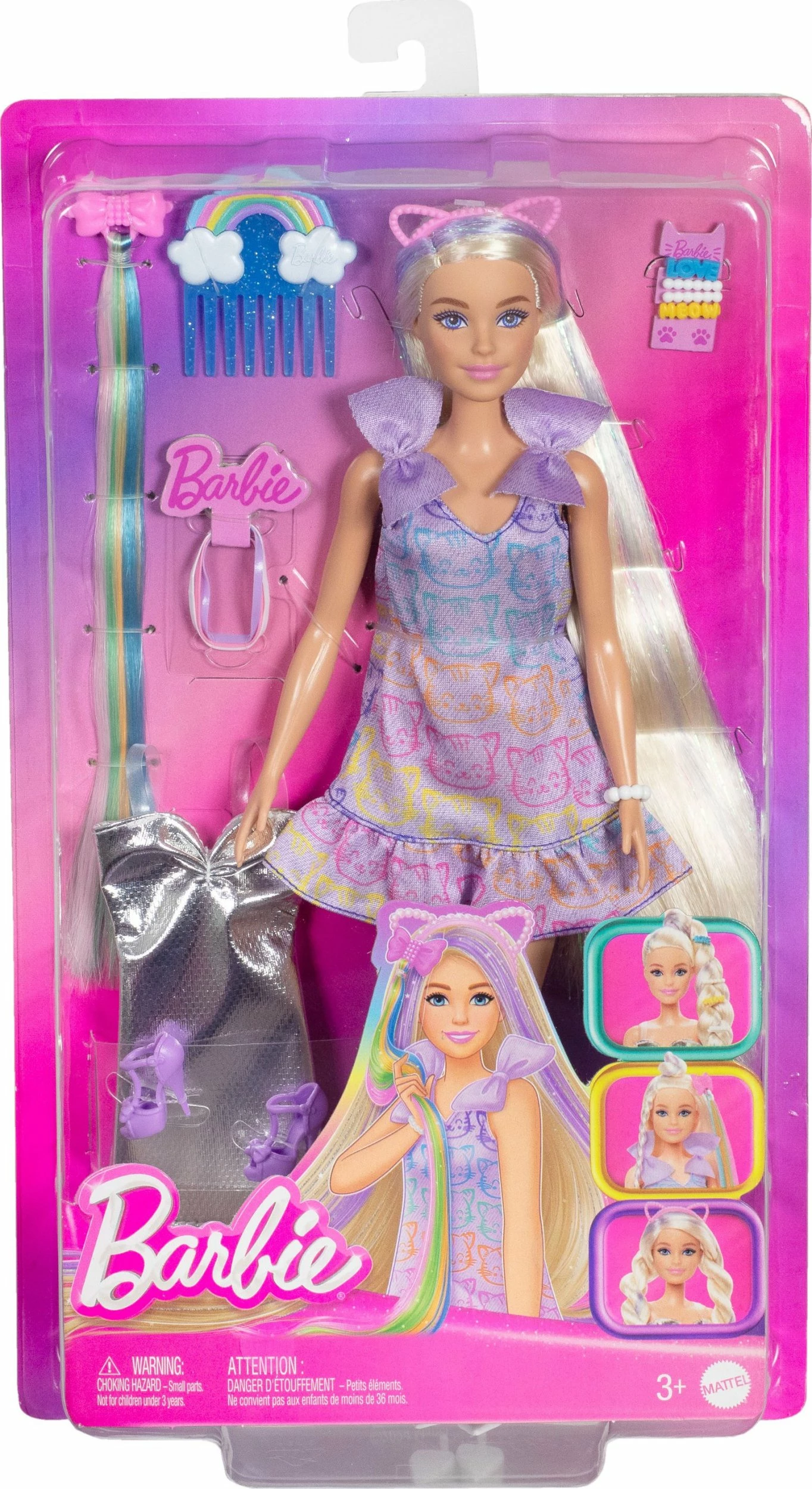 Kukull Barbie Mattel Hair Play JCT72 me aksesorë stilimi, flokë bionde