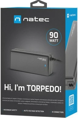 Kasë furnizimi Natec Torpedo UNI-90, universal për laptop, 90W, 8 këshilla