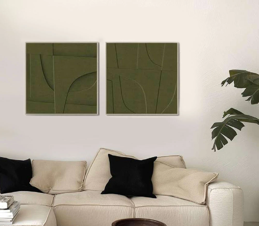 Pikturë dekorative Acete, MDF, ngjyrë ulliri-natyrale, 77x77x4cm