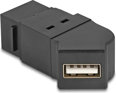 Adapter paneli USB 2.0 DeLOCK, USB-A femër në USB-A femër, 45°, i zi