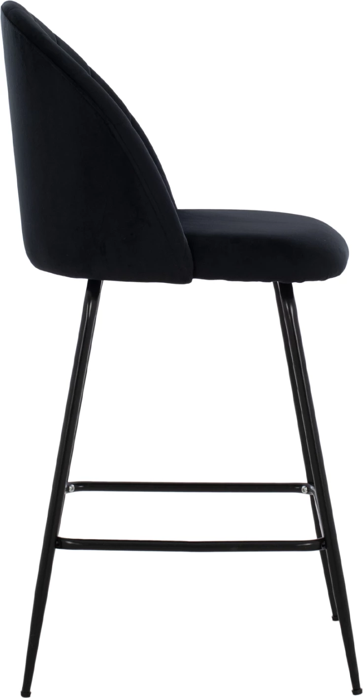 Karrige për bar, ODED, lartësi mesatare, FH8732.14, këmbë metalike & kadife e zezë, 45x53x98 cm, set prej 2 copë