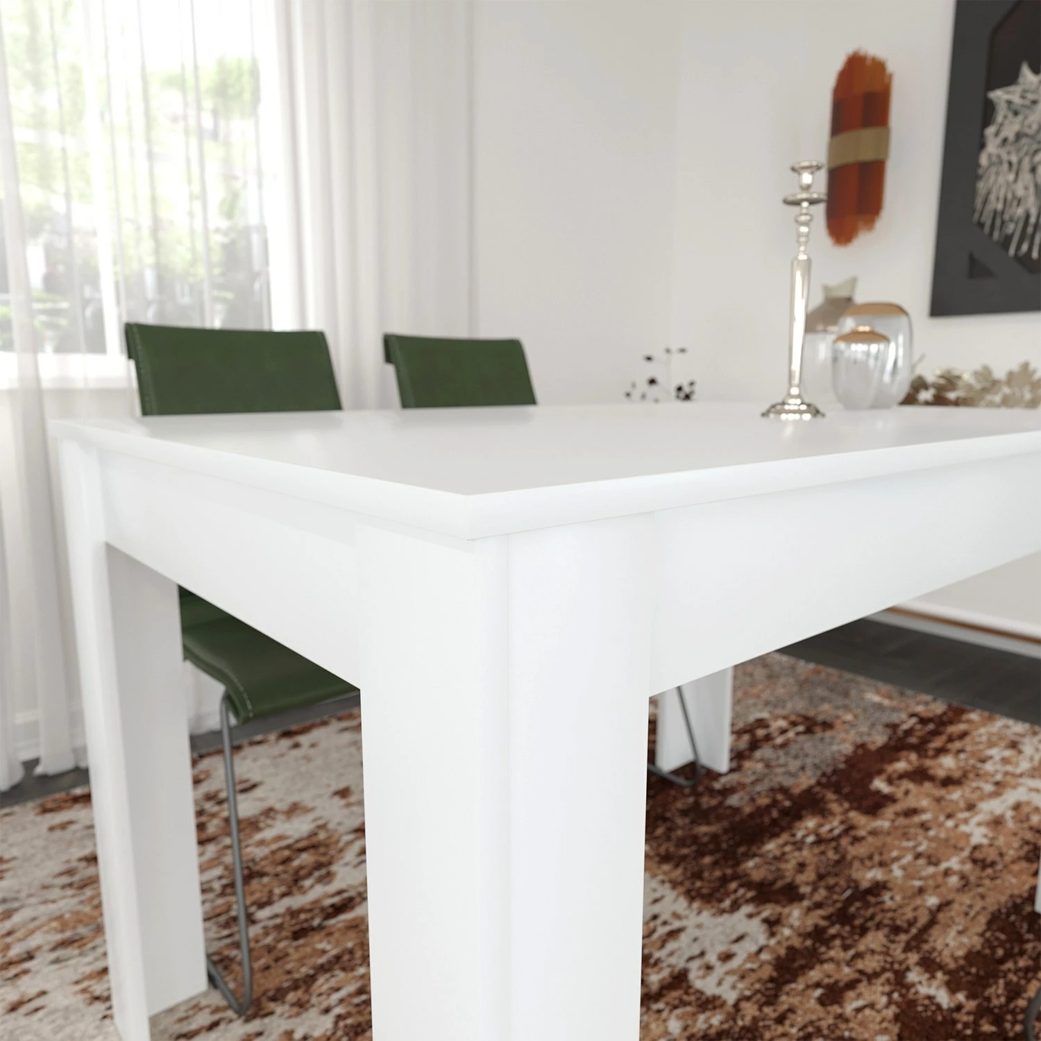 Tavolinë ngrënieje, ngjyrë e bardhë, Hanah Home, 120cm