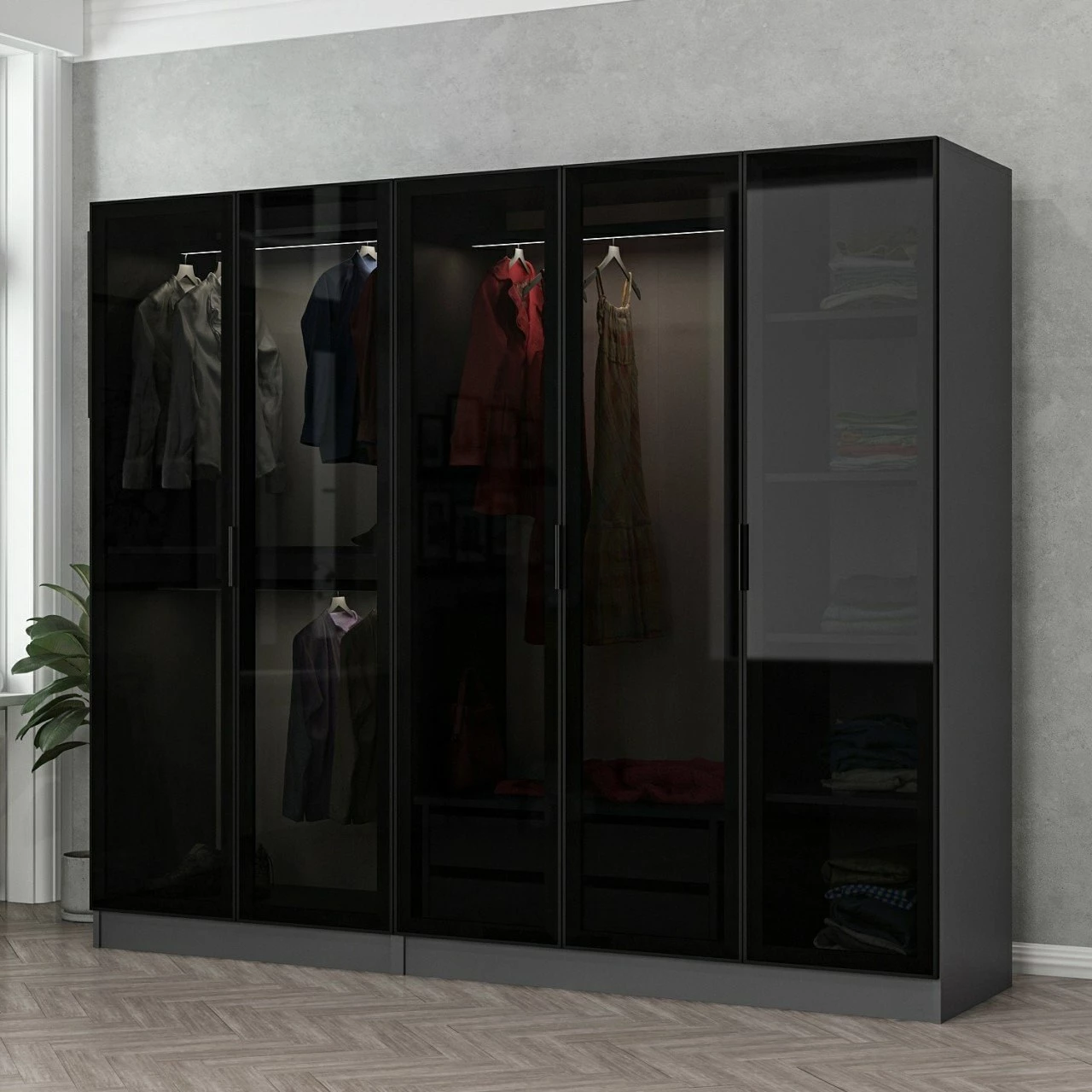 Dollap Skye Decor, anthracite e zi, 225x190x52cm