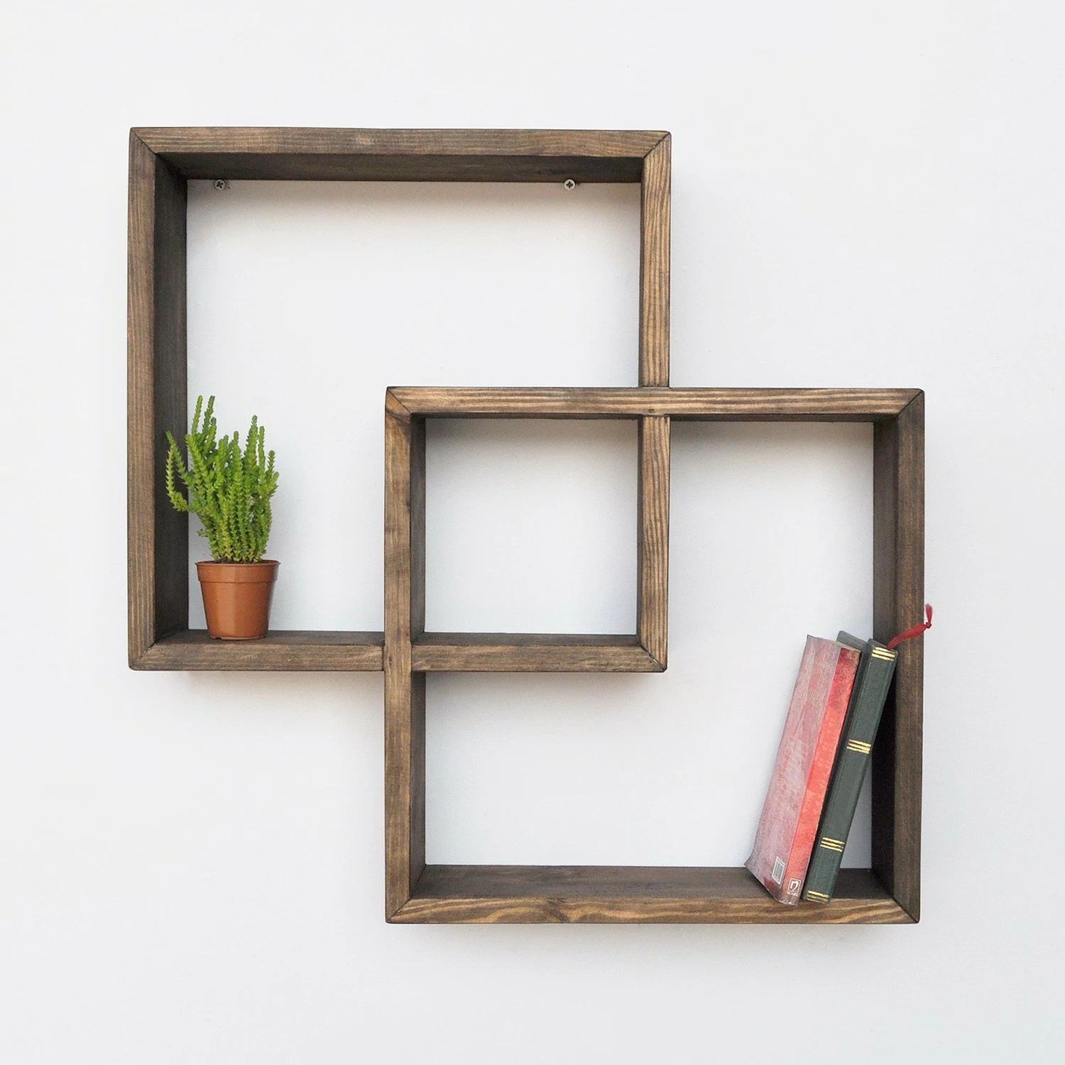 Raf muri Hanah Home, Raf045, ngjyrë arre, dru bredhi, 51x51x9cm